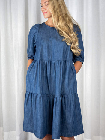 IRENE puuvillamekko, denimsininen