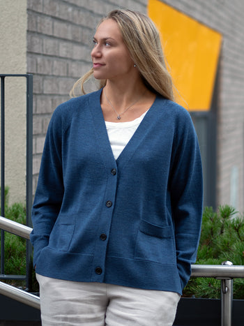 HERMIONE merinovillatakki, denimsininen