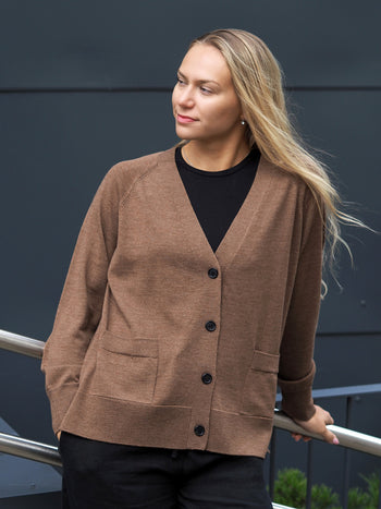 HERMIONE merinovillatakki, kamelinruskea