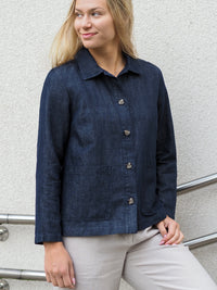 HETA pellavadenimjakku, denimsininen