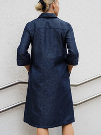JANINA pellavadenimmekko, denimsininen