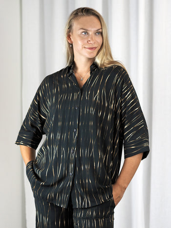 JASMIN viskoosipaita, painokuosi Kultasäikeet