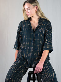 JASMIN viskoosipaita, painokuosi Kultasäikeet