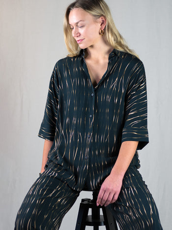 JASMIN viskoosipaita, painokuosi Kultasäikeet