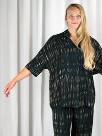 JASMIN viskoosipaita, painokuosi Kultasäikeet