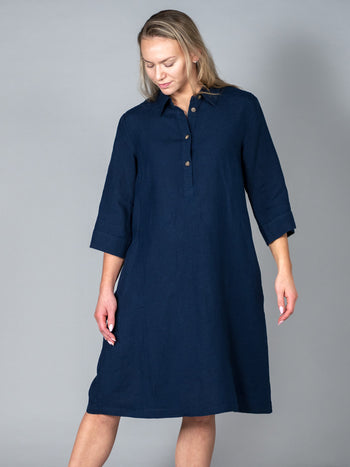 KARLA pellavamekko, navy
