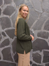 HERMIONE merinovillatakki, metsänvihreä